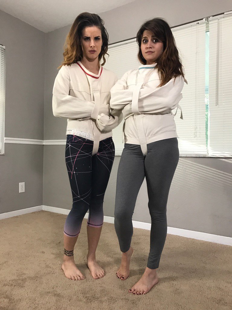 Raquel Roper and Sunshine in Posey straitjackets and leggings